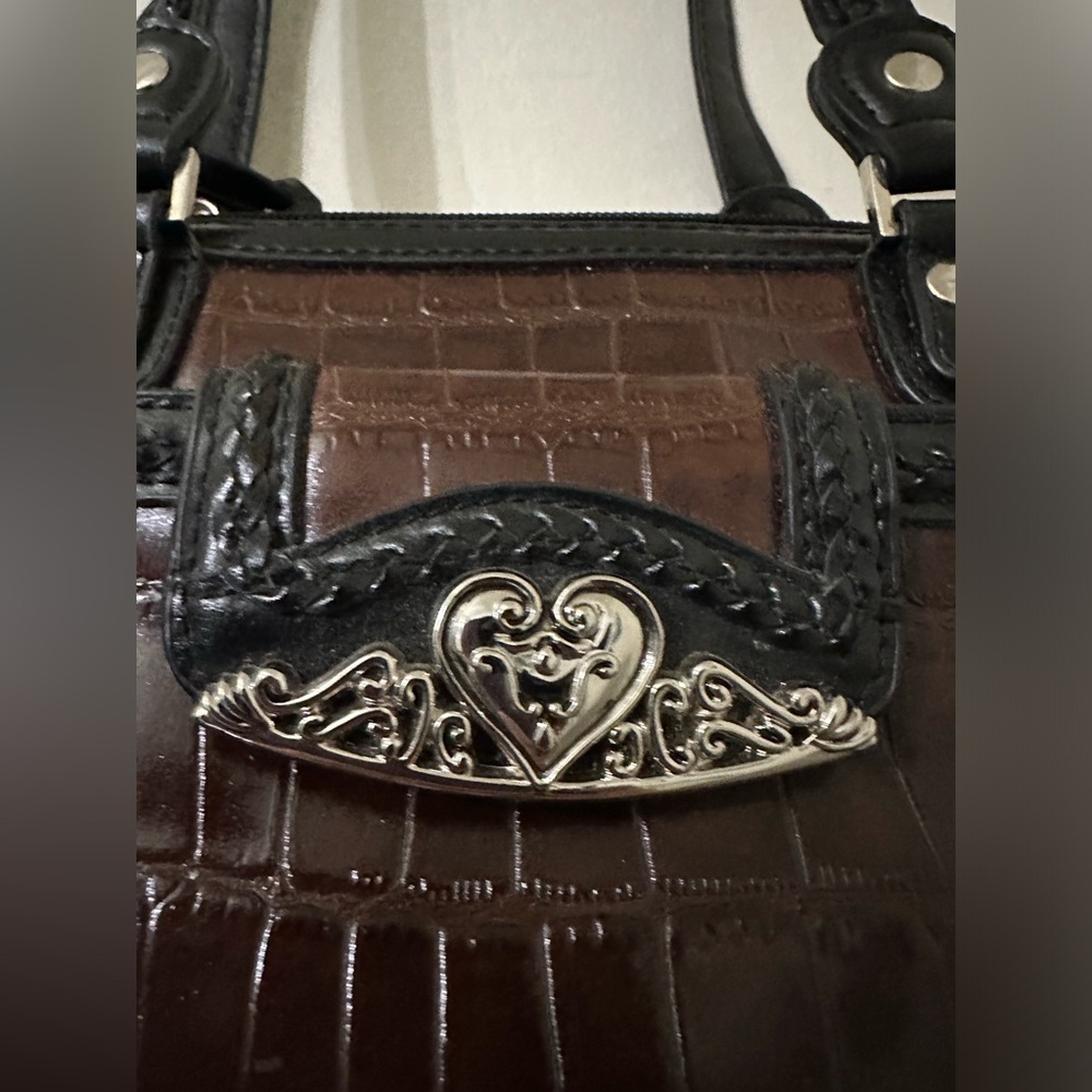 M.C. Brown Croc Inspired Handbag - Picture 3 of 14